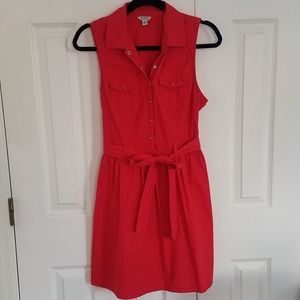 Guess Sleeveless Belted Shirt dress w/pockets